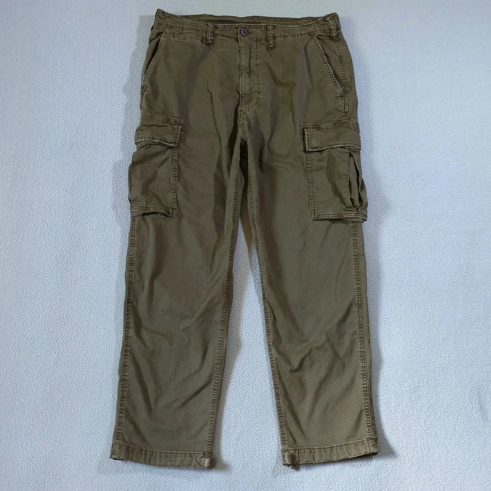 American Eagle Cargo Pants Mens 32x30 Brown Baggy Straight Leg Distressed
